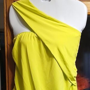 Strapless Ruched Yellow/Green Dress